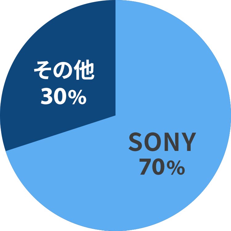 円グラフ：SONY70％ その他30％